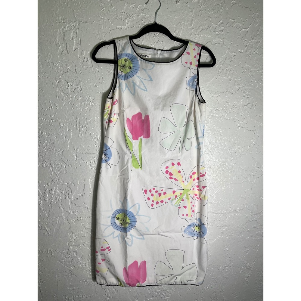 Tyler Boe White Sleeveless Midi Dress with Pink & Blue Floral Print